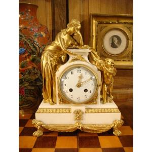 Small Louis XVI Style Marble And Gilt Bronze Clock