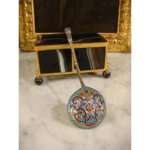 Russian Moscow Cloisonne Silver Spoon