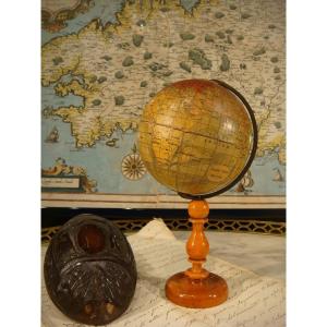 Small Terrestrial Globe In Box, 19th Century 