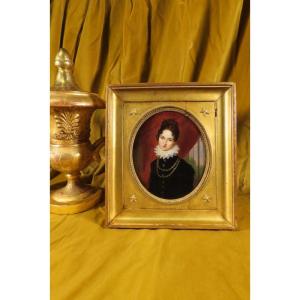 Painting Portrait Of A Young Woman From The Renaissance, Restoration Period 
