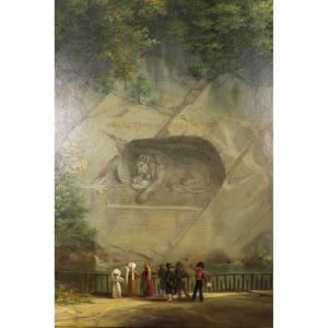 TABLEAU MONUMENT LION DE LUCERNE SUISSE Epoque Première partie du XIX ème 
