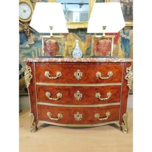 Louis XV Commode In Rosewood Marquetry 18th Century 