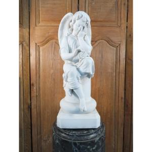 SCULPTURE BISCUIT ANGE AILE Epoque XIX ème 