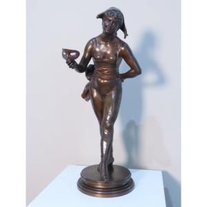 SCULPTURE EN BRONZE JEUNE FEMME AU MASQUE Henri Emile Allouard