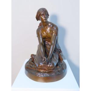 Bronze Sculpture Depicting Joan Of Arc By Chapu Barbedienne And Colas