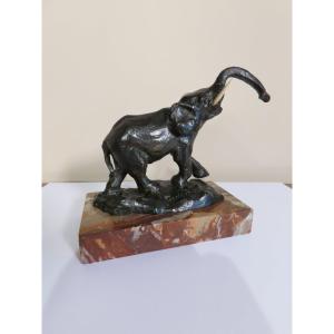 Bronze Sculpture Of A Walking Elephant, Late 19th Century