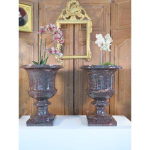 Pair Of Swedish Porphyry Vases, 19th Century