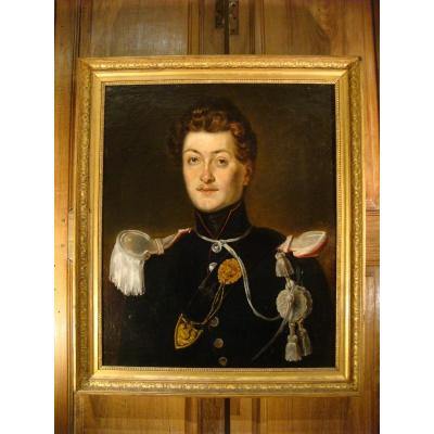 Table Military Portrait Officer - Louis Philippe Period