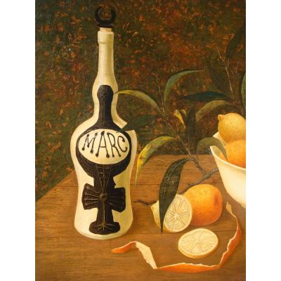 Oil On Canvas Still Life With Citrus - Philippe Bonamy