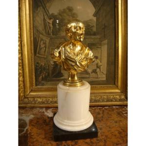 Small Bust Of Voltaire In Gilt Bronze - Late XVIIIth Century