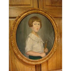 Painting Portrait Of A Young Girl With A Cane