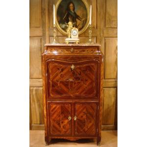 Secretary In Marquetry Louis XV Period