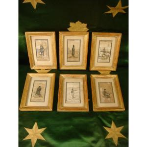 Suite Of 6 Small Engravings Life Of Napoleon Period XIX