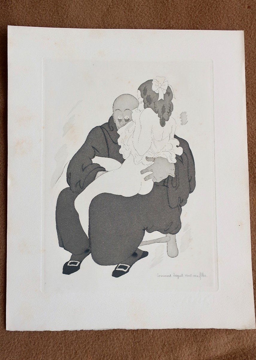 15 Gravures érotiques, Charles Martin Pour Les Contes De La Fontaine, Vers 1930.-photo-2