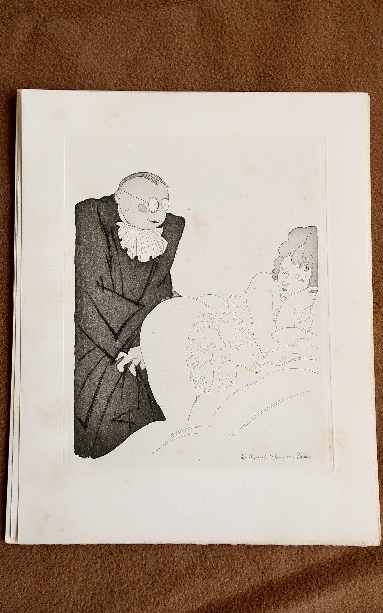 15 Gravures érotiques, Charles Martin Pour Les Contes De La Fontaine, Vers 1930.-photo-1