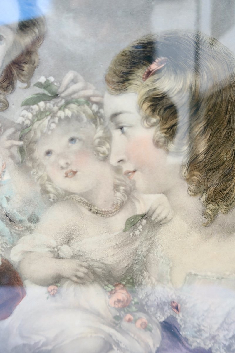 English Engraving Under 19th Century Glass "the Lily" After Edmond Thomas Parris.-photo-4