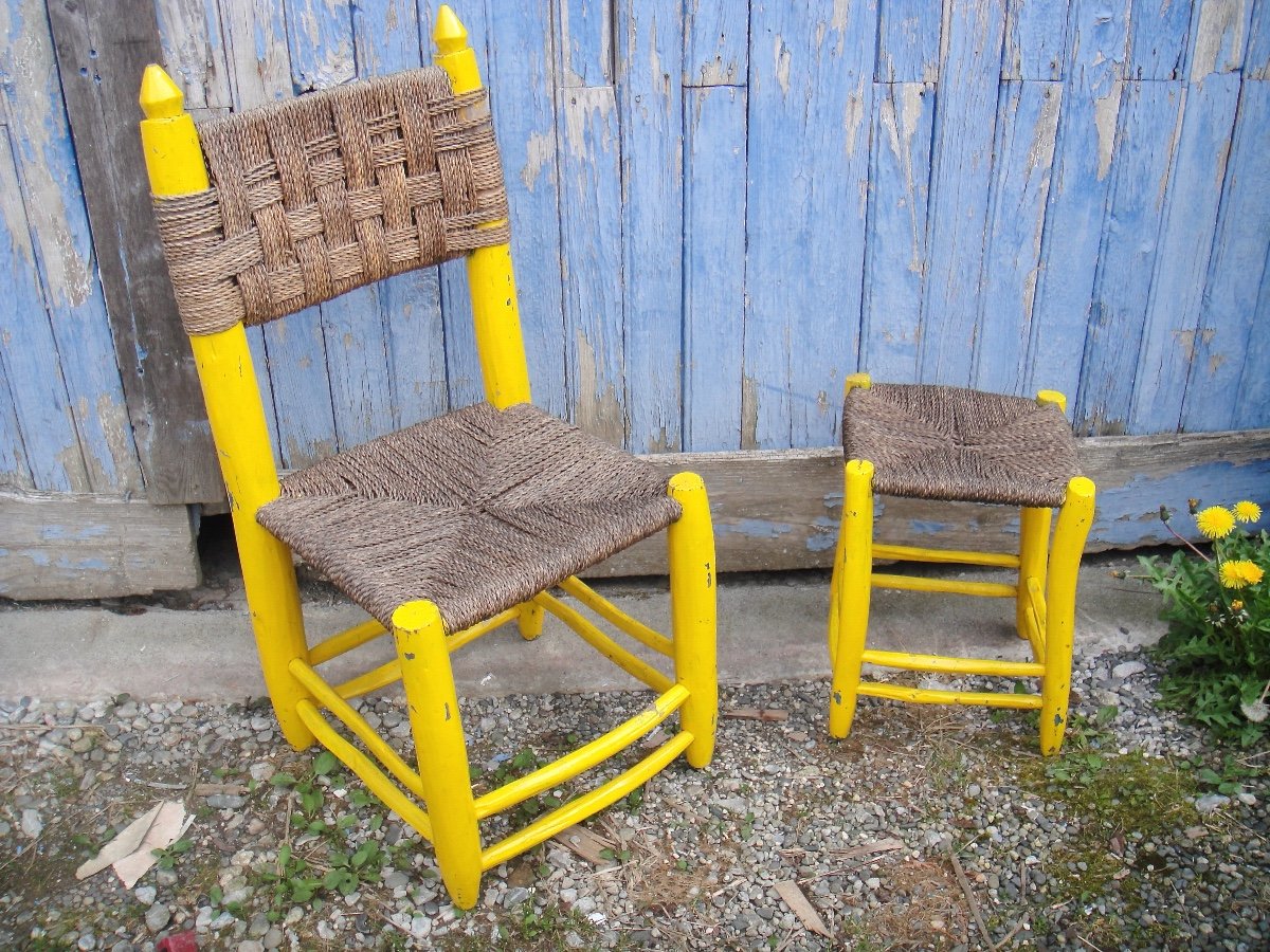 2 Chairs And 1 Straw Stool From Sheepfold-photo-3