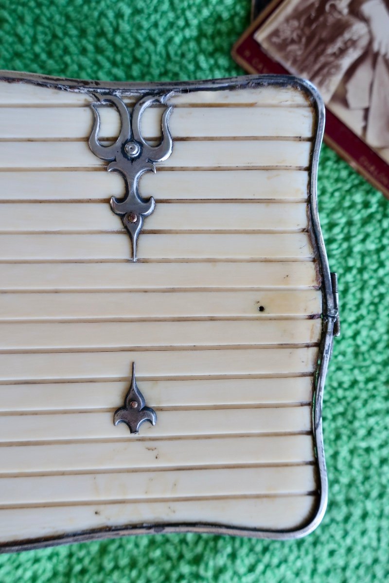 Rare Small 19th Century Photo Album, Ivory And Silver, 20 Photos.-photo-7