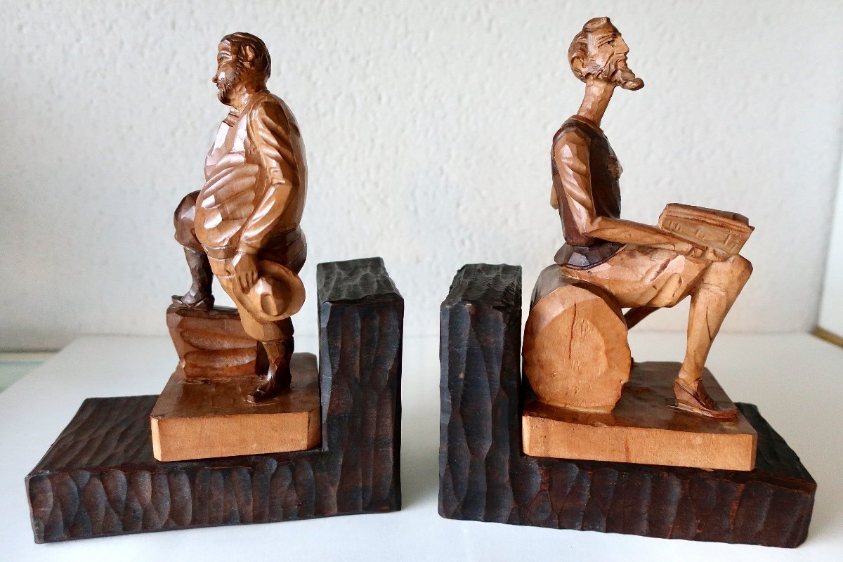 Serre livre vintage en bois sculpté