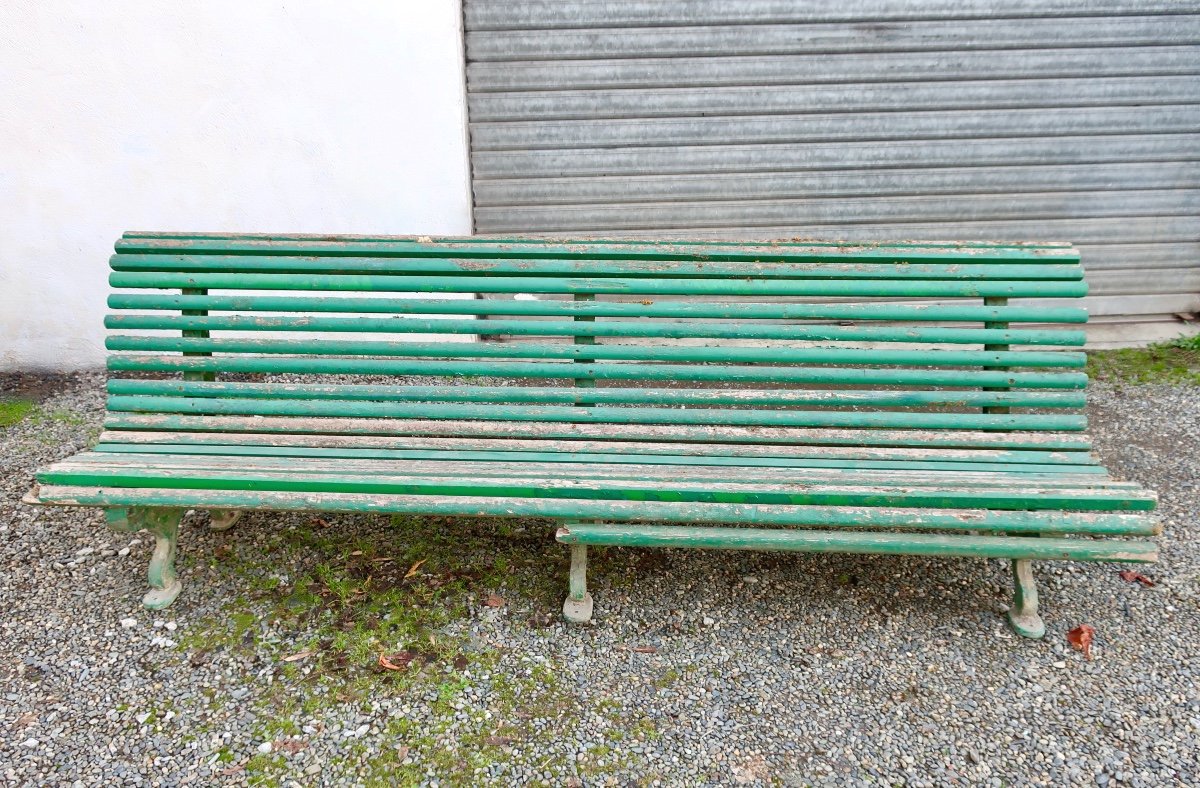 Très Grand Banc De Jardin 1900, "col de Cygne", 250 Cm, Fonderies De Maubourguet.-photo-2