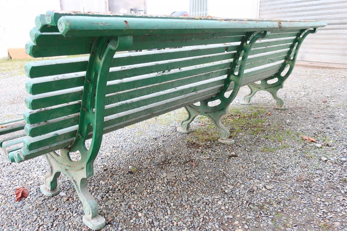 Très Grand Banc De Jardin 1900, "col de Cygne", 250 Cm, Fonderies De Maubourguet.-photo-4