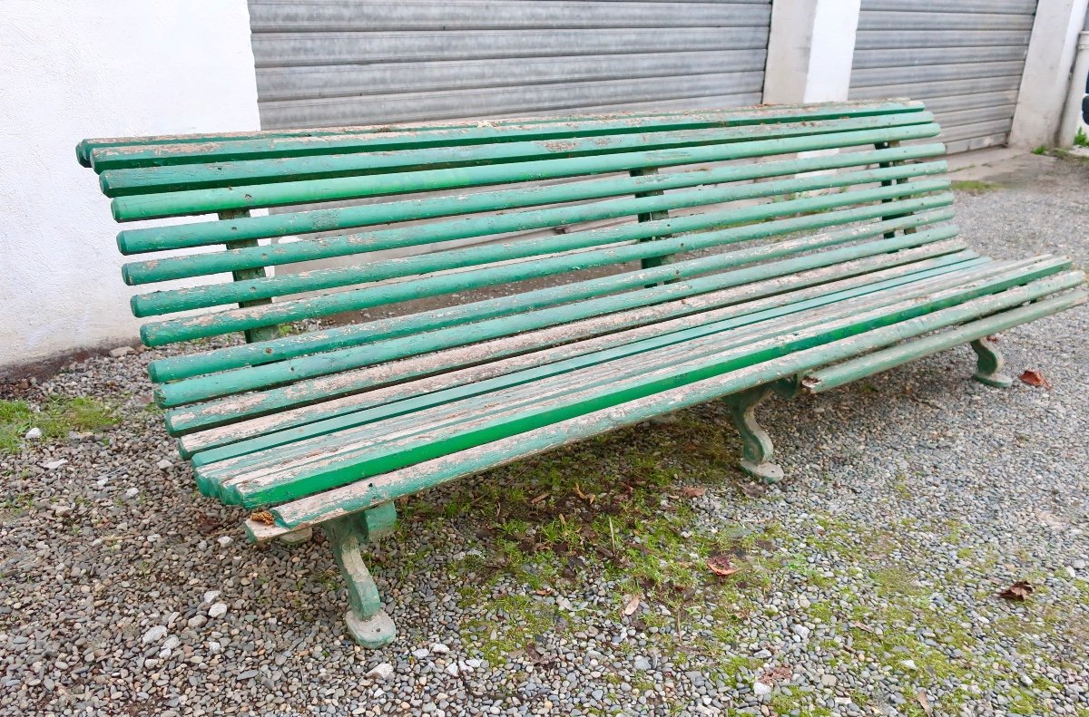 Très Grand Banc De Jardin 1900, "col de Cygne", 250 Cm, Fonderies De Maubourguet.-photo-8