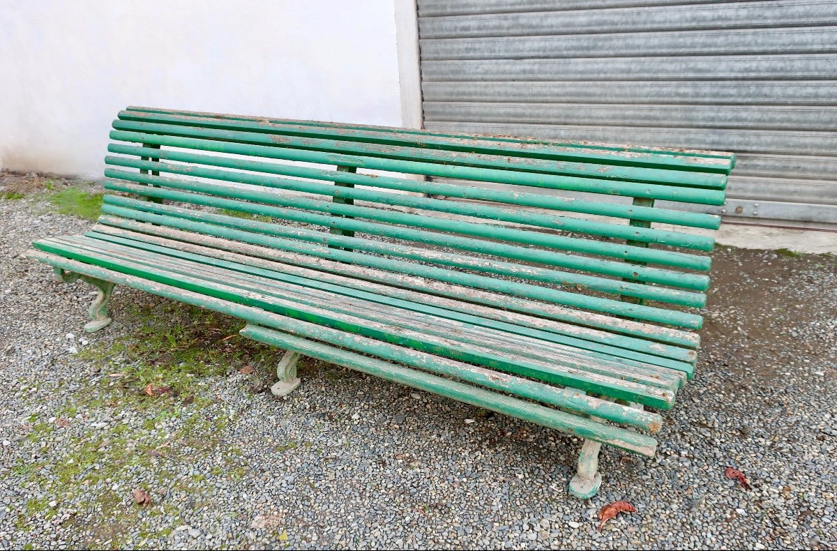 Très Grand Banc De Jardin 1900, "col de Cygne", 250 Cm, Fonderies De Maubourguet.