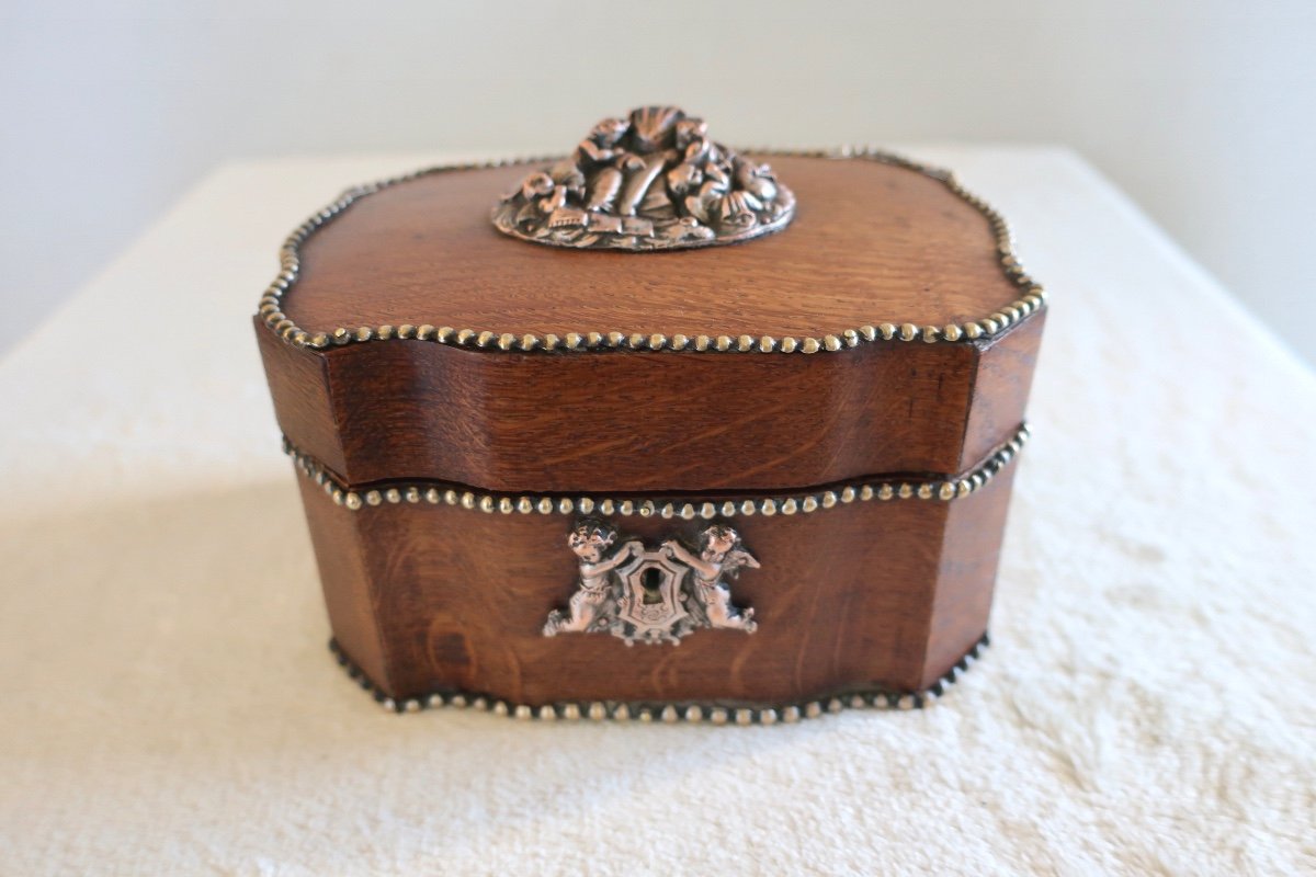 Wedding Box, Jewelry, Crossbow, 1st Half 19th Century Decorated With Musician Cherubs.-photo-2