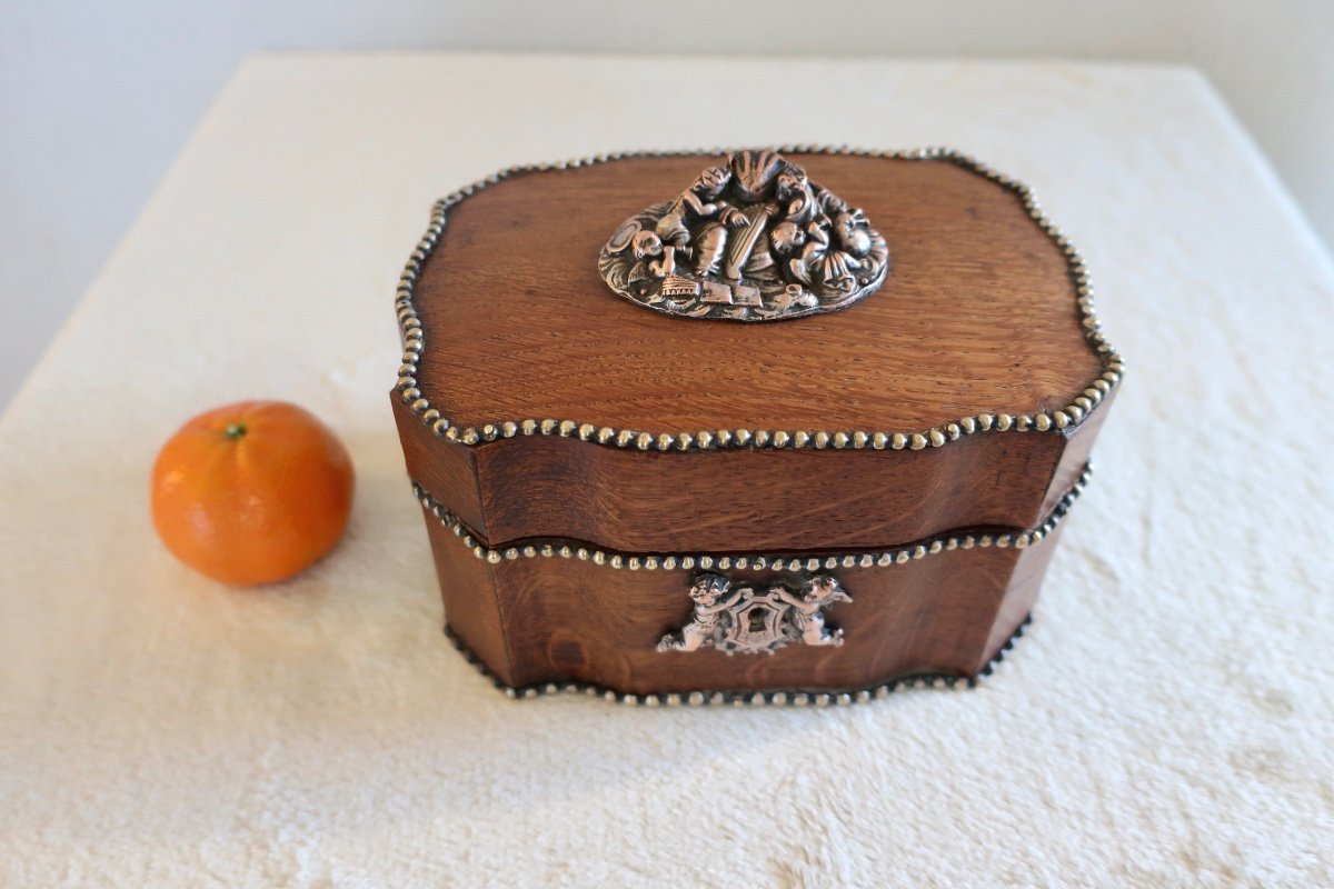 Wedding Box, Jewelry, Crossbow, 1st Half 19th Century Decorated With Musician Cherubs.-photo-4