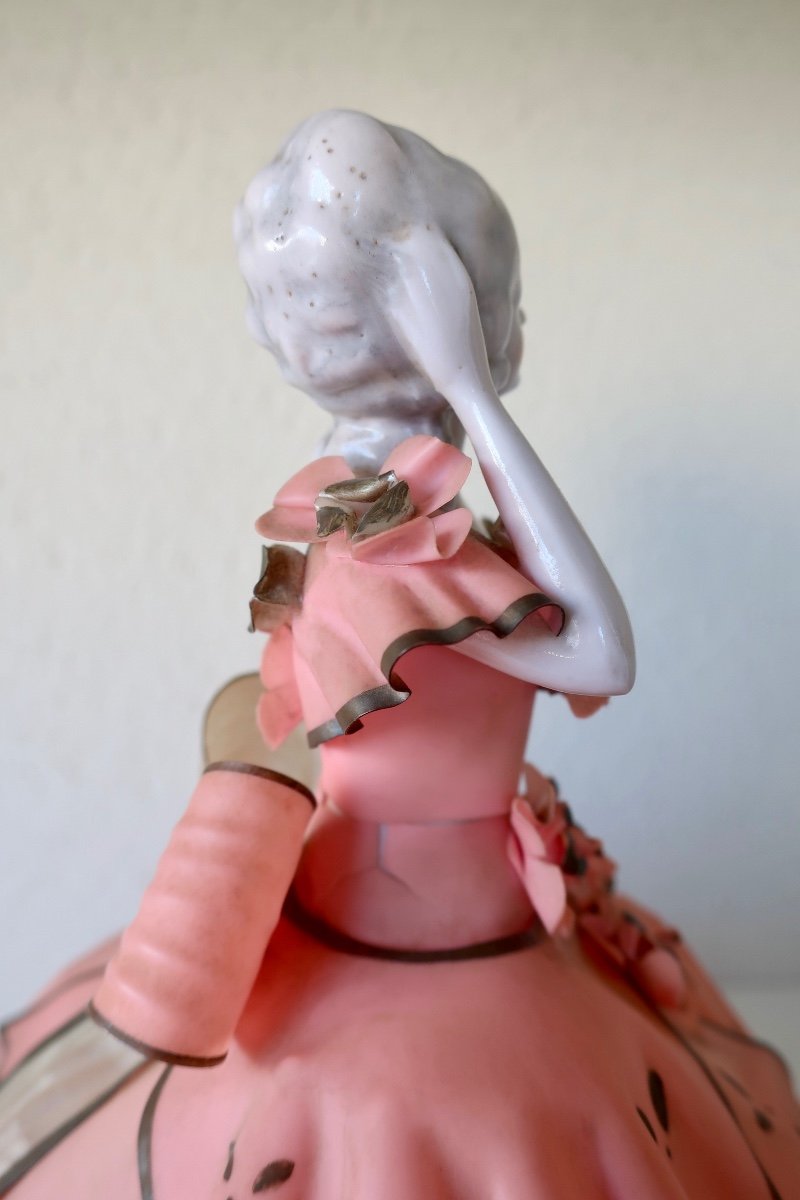 Night Light Lamp 1950's Porcelain Half-figure And Rhodoid .-photo-7