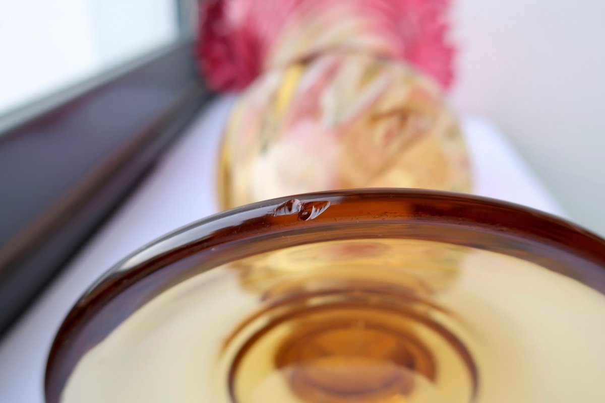 19th Century Tulip Vase In Red And Amber Crystal, "amberina", Twisted, Scalloped Neck, H 34 Cm-photo-5