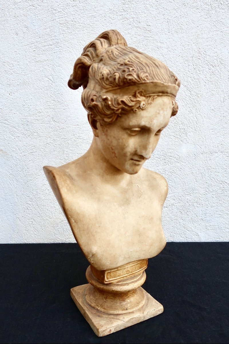 "Hébé", Buste à l'Antique en Plâtre, d'après Antonio CANOVA, Fin XIXème-début XXème.-photo-7