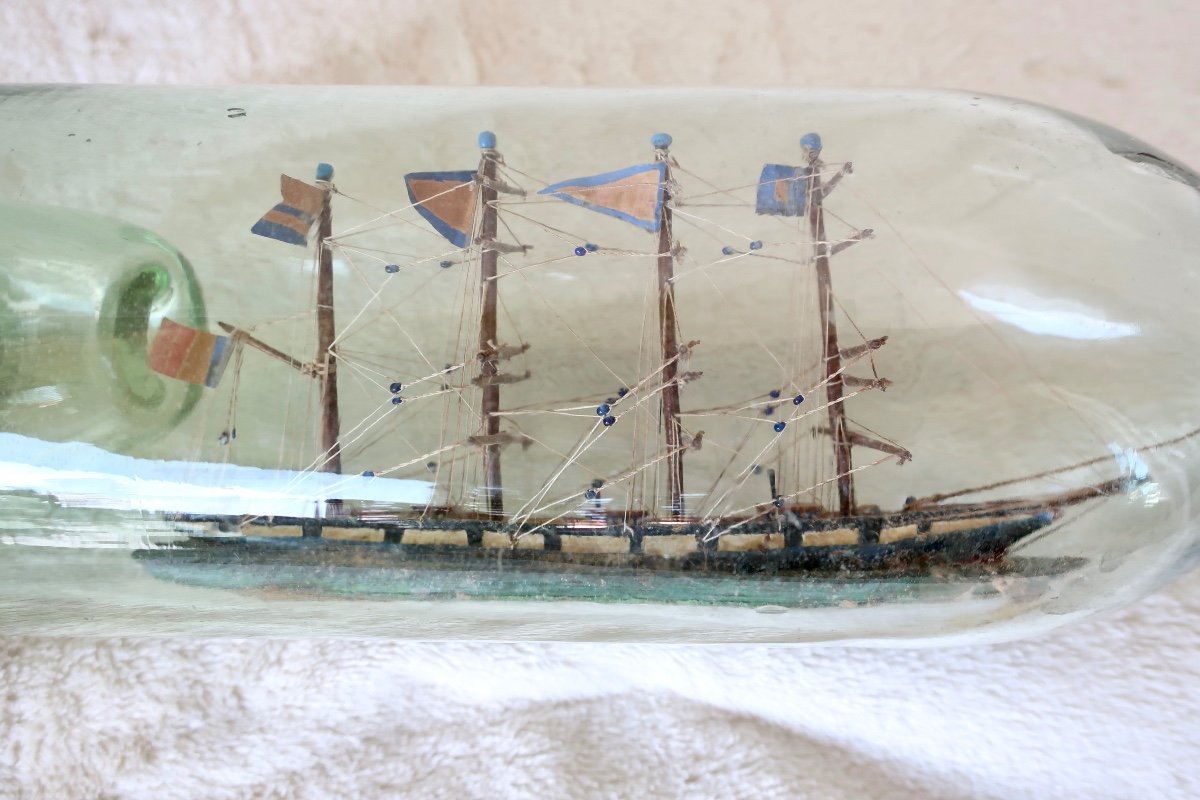 Bateau, Voilier En Bouteille, Avec Remorqueur, XIXème-photo-7