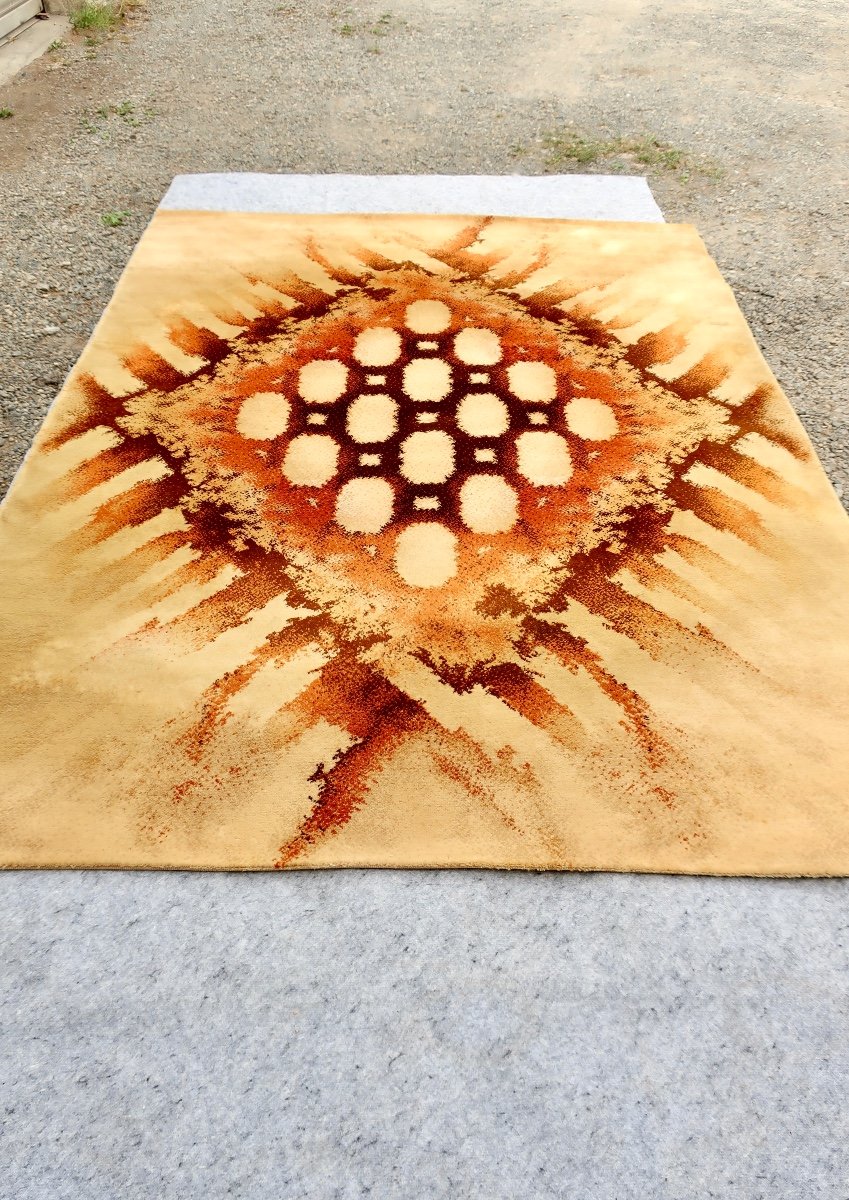 Tapis Design Années 1970, Pure Laine Velours, Marque Amazone, Belgique, 2m X 2,90m-photo-5
