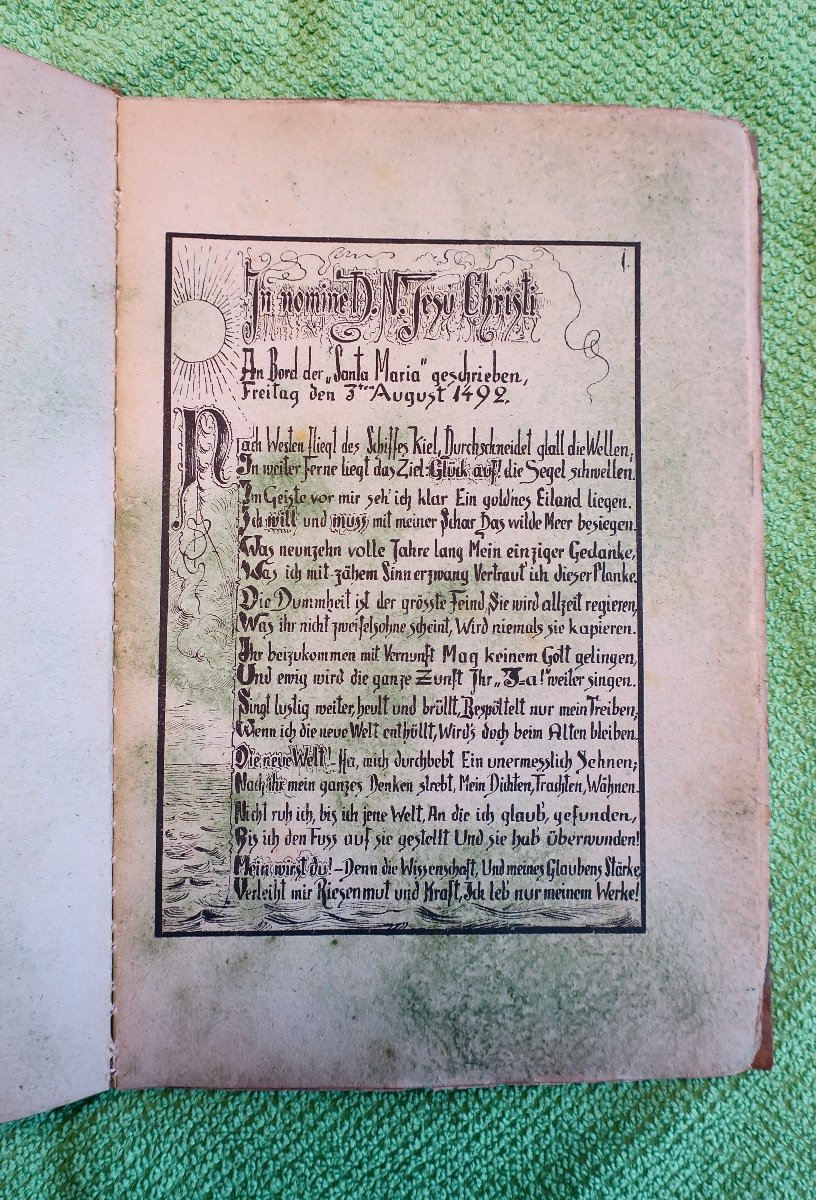 Rare Book, "christoph Columbus Logbuch", Carl Maria Seyppel, Düsseldorf Circa 1884.-photo-4
