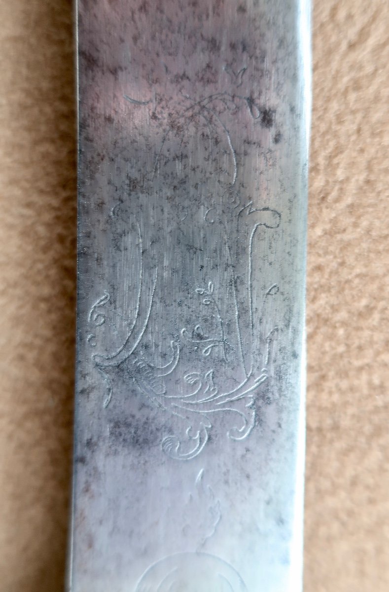 Dague De Chasse 18è Manufacture Royale d'Alsace (klingenthal) Ebène Et Argent Fermiers Généraux-photo-4