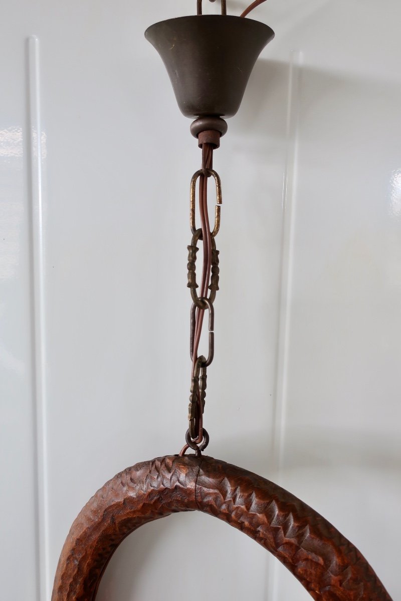 Art Nouveau Parrot Pendant Light, Loetz Tulip-photo-2