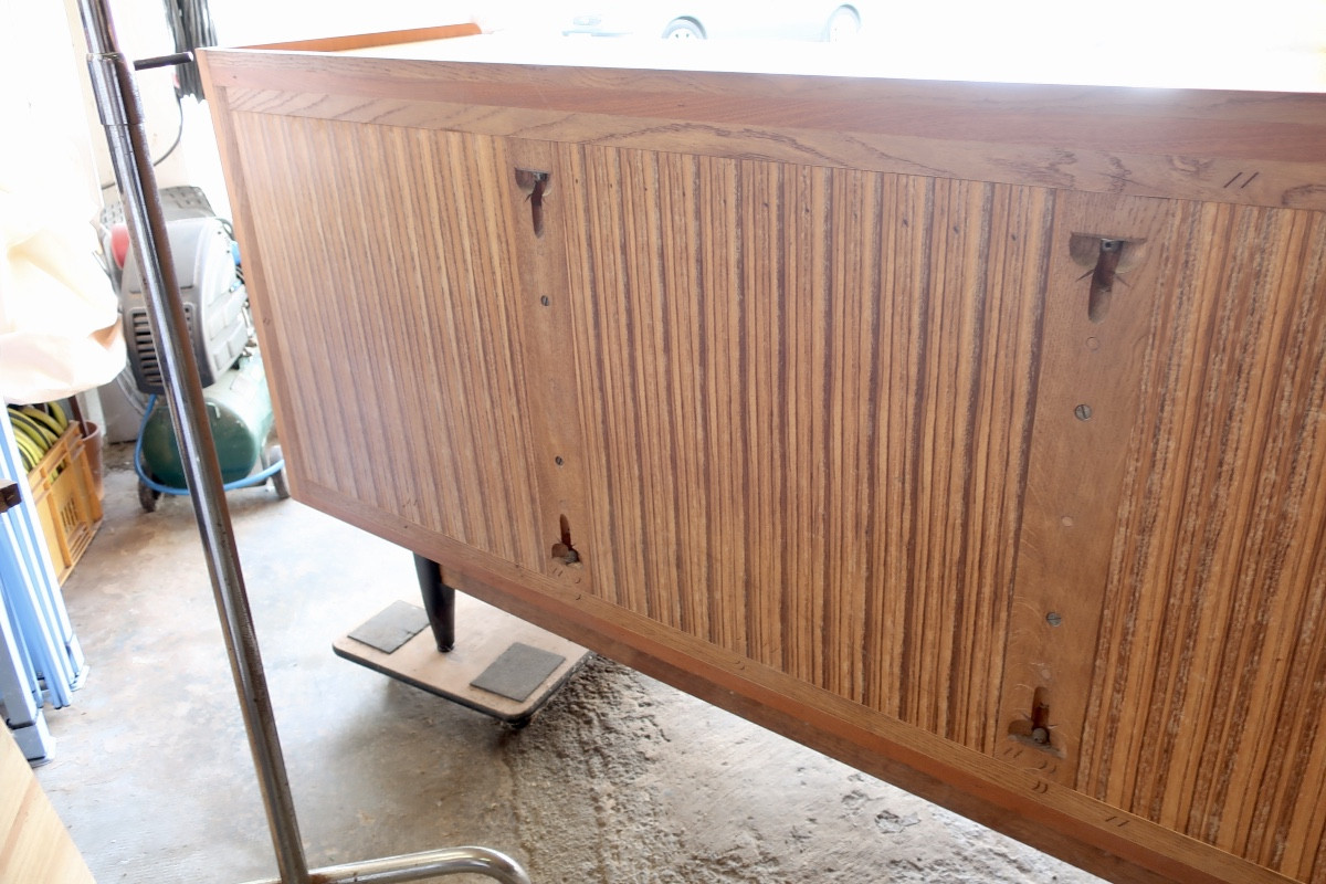 Large Vintage 1950s Sideboard In Lemon Wood And Blackened Wood.-photo-8