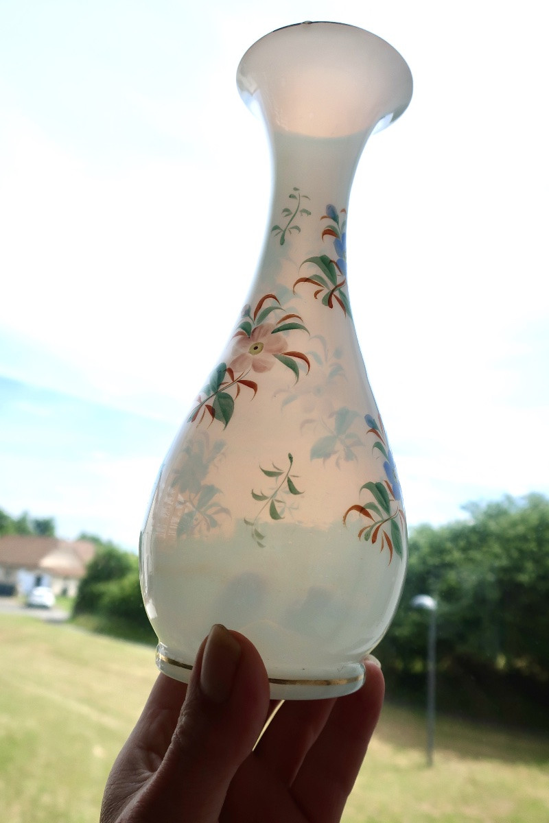 Small Baluster Vase In Translucent Crystal Opaline "soap Bubble", Mid-19th Century, Very Good Condition-photo-3