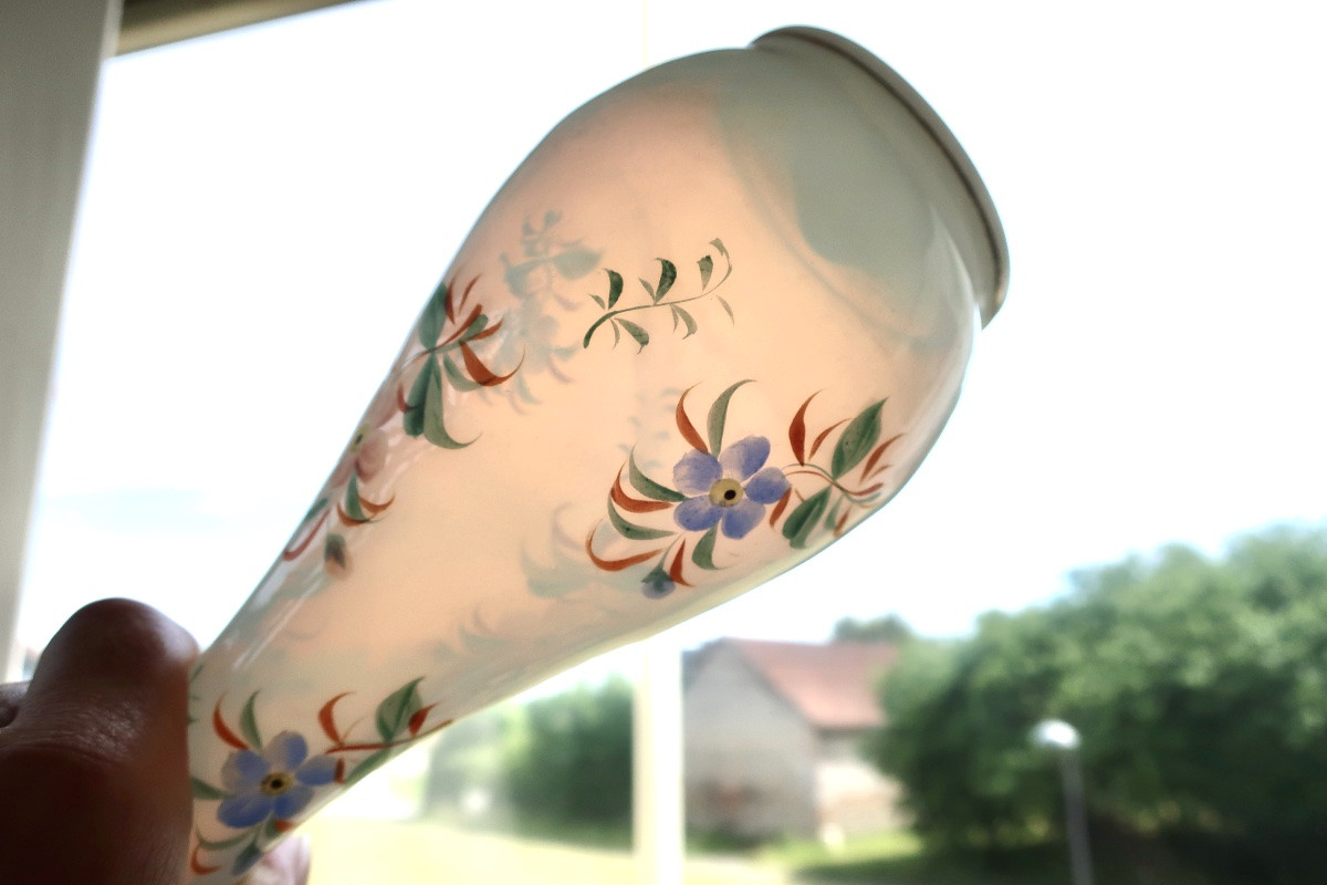 Small Baluster Vase In Translucent Crystal Opaline "soap Bubble", Mid-19th Century, Very Good Condition-photo-6