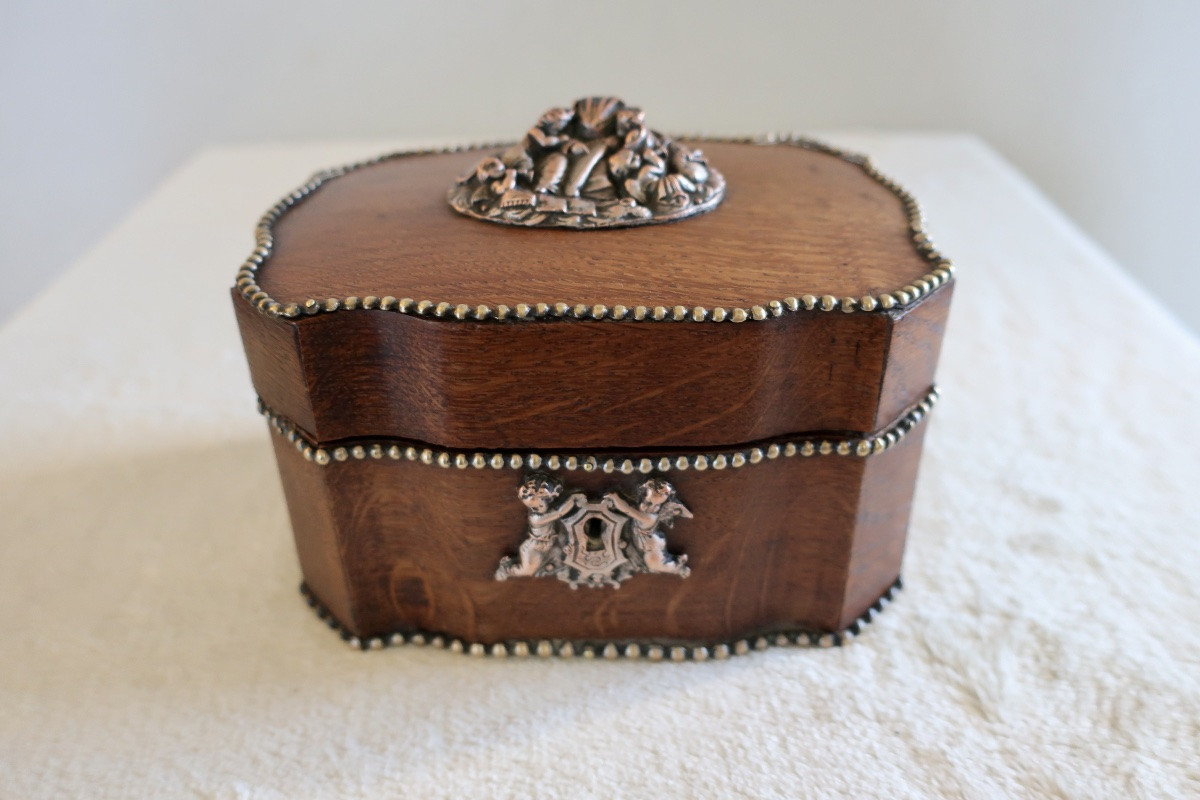 Wedding Box, Early 19th Century Jewelry Box In Crossbow Design, Decorated With Musician Cherubs.-photo-2