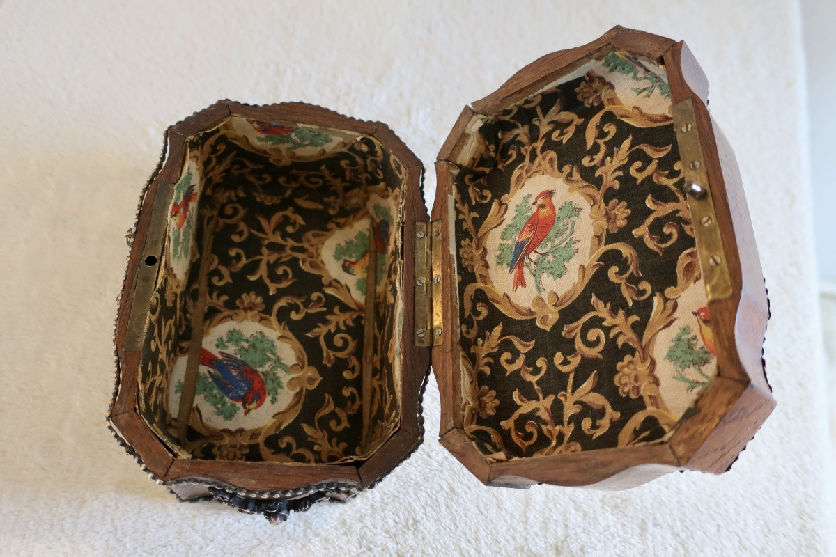 Wedding Box, Early 19th Century Jewelry Box In Crossbow Design, Decorated With Musician Cherubs.-photo-5
