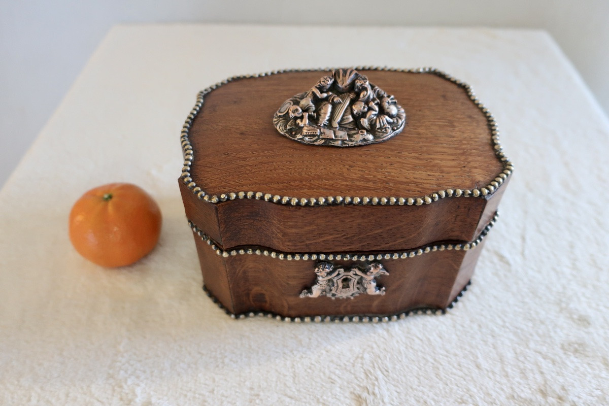 Wedding Box, Early 19th Century Jewelry Box In Crossbow Design, Decorated With Musician Cherubs.-photo-8