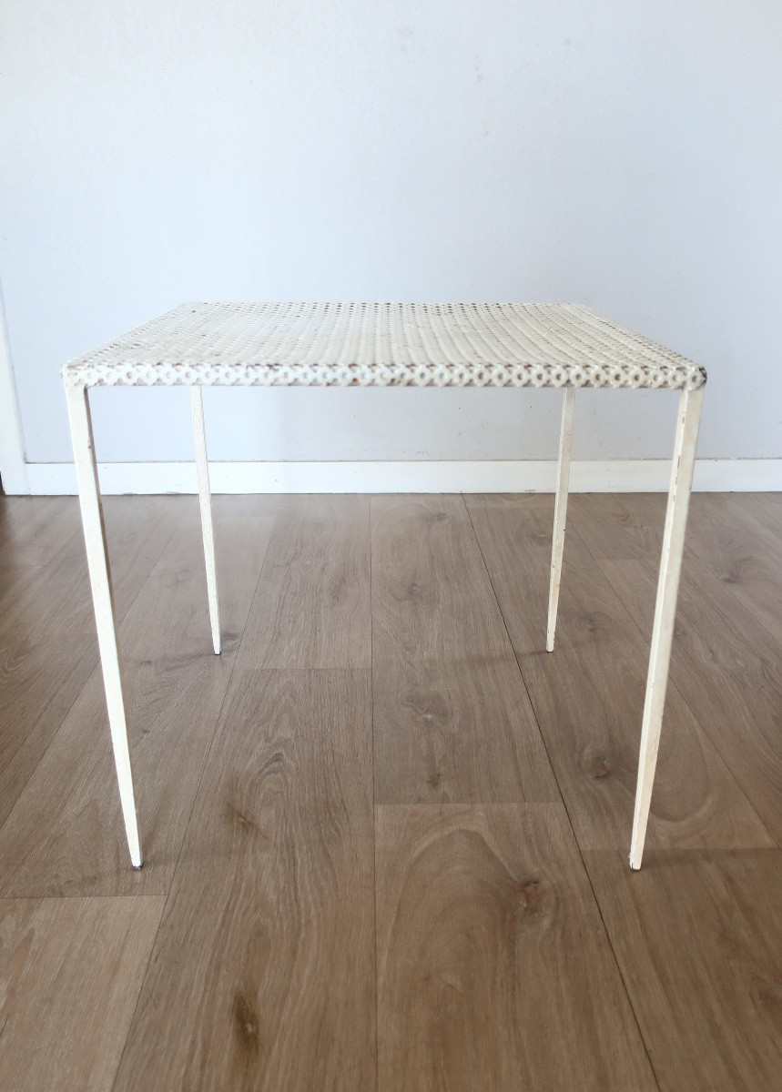 Petite Table Mathieu Matégot, Fer et Tôle Tréflée, Artimeta Soest, vers 1950-photo-3