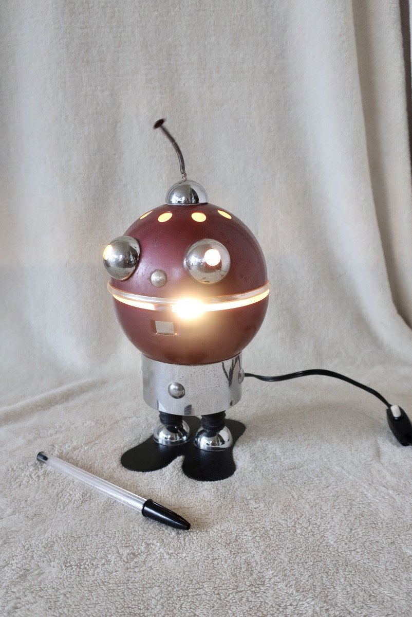 Rare Lamp, Night Light, "robot", By Satco C, Italy, Circa 1960-photo-3
