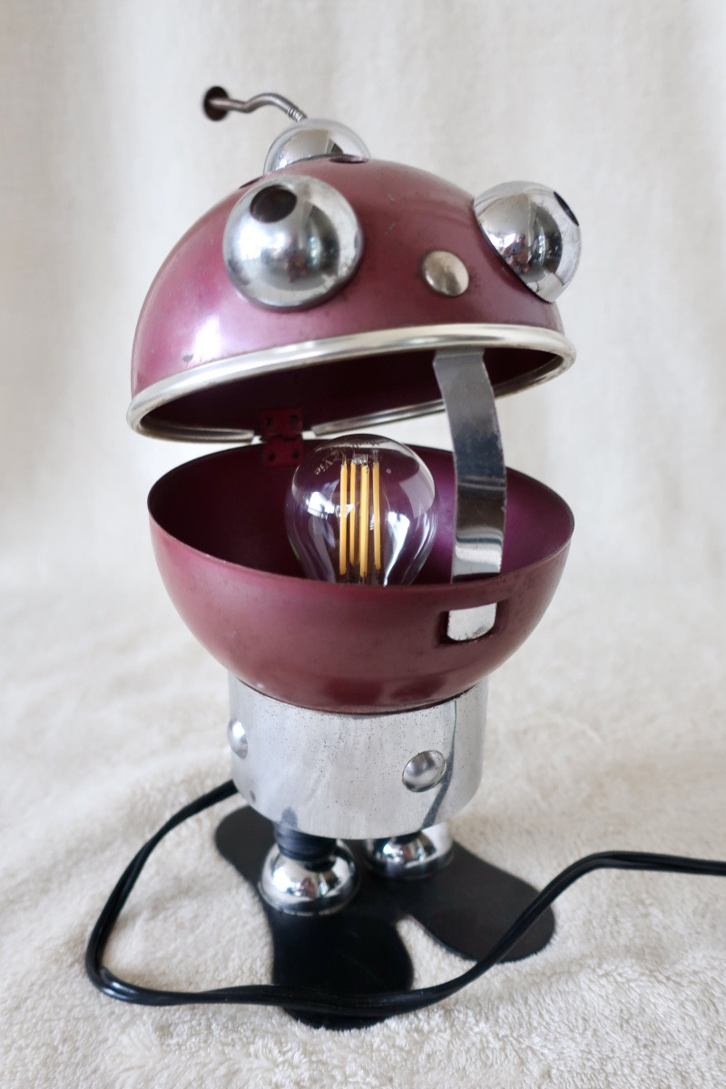 Rare Lamp, Night Light, "robot", By Satco C, Italy, Circa 1960-photo-6
