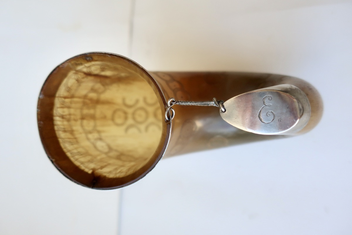Early 19th Century Named "agurto", Drinking Horn, Silver Mount, Latin America-photo-5