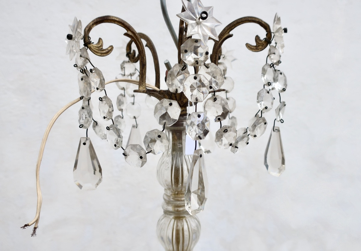 Bronze Chandelier With Crystal Tassels Circa 1950 With 5 Lights H = 81 Cm-photo-3