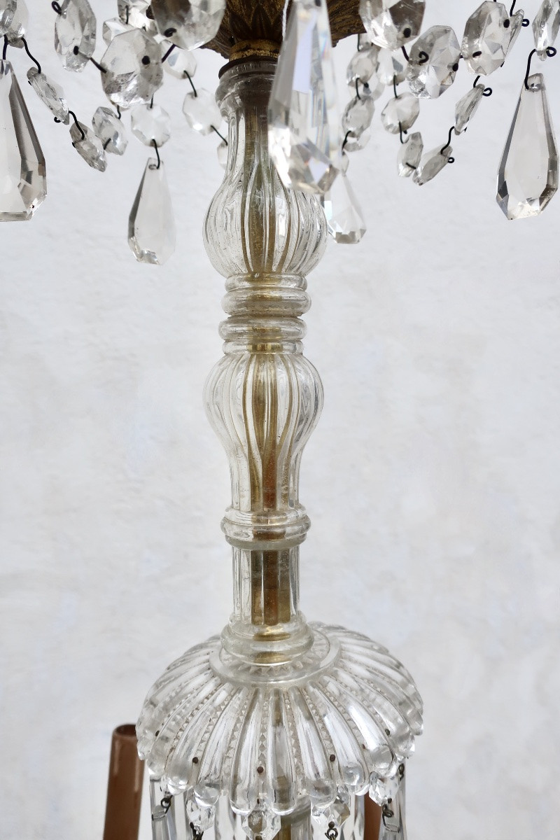 Bronze Chandelier With Crystal Tassels Circa 1950 With 5 Lights H = 81 Cm-photo-4