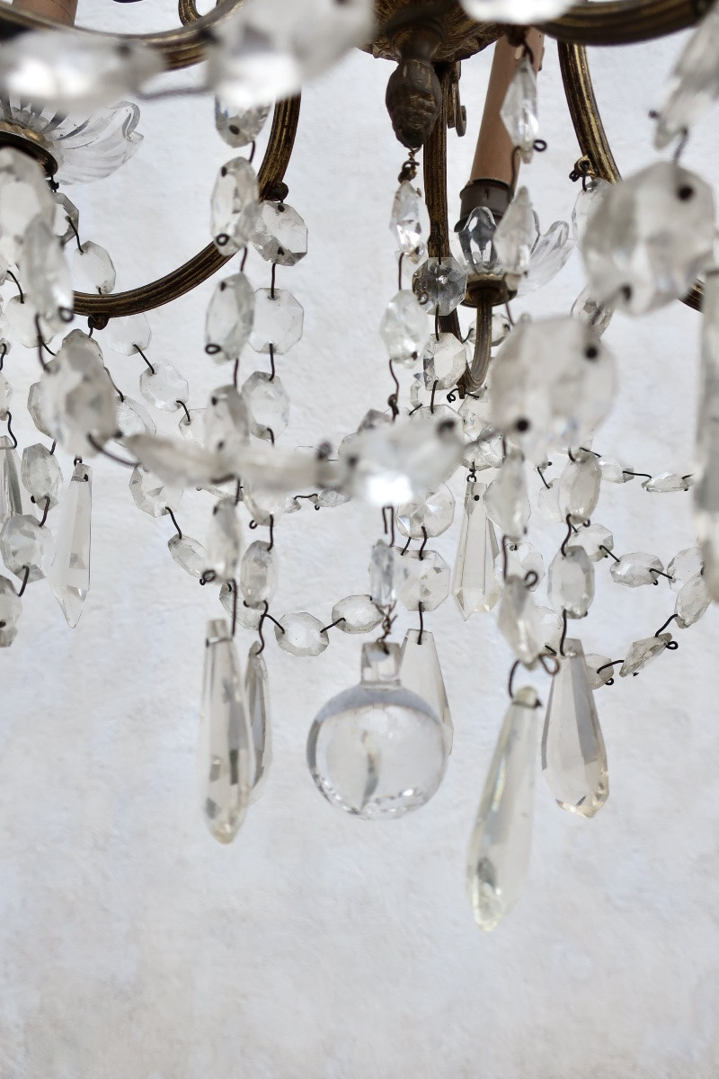 Bronze Chandelier With Crystal Tassels Circa 1950 With 5 Lights H = 81 Cm-photo-5